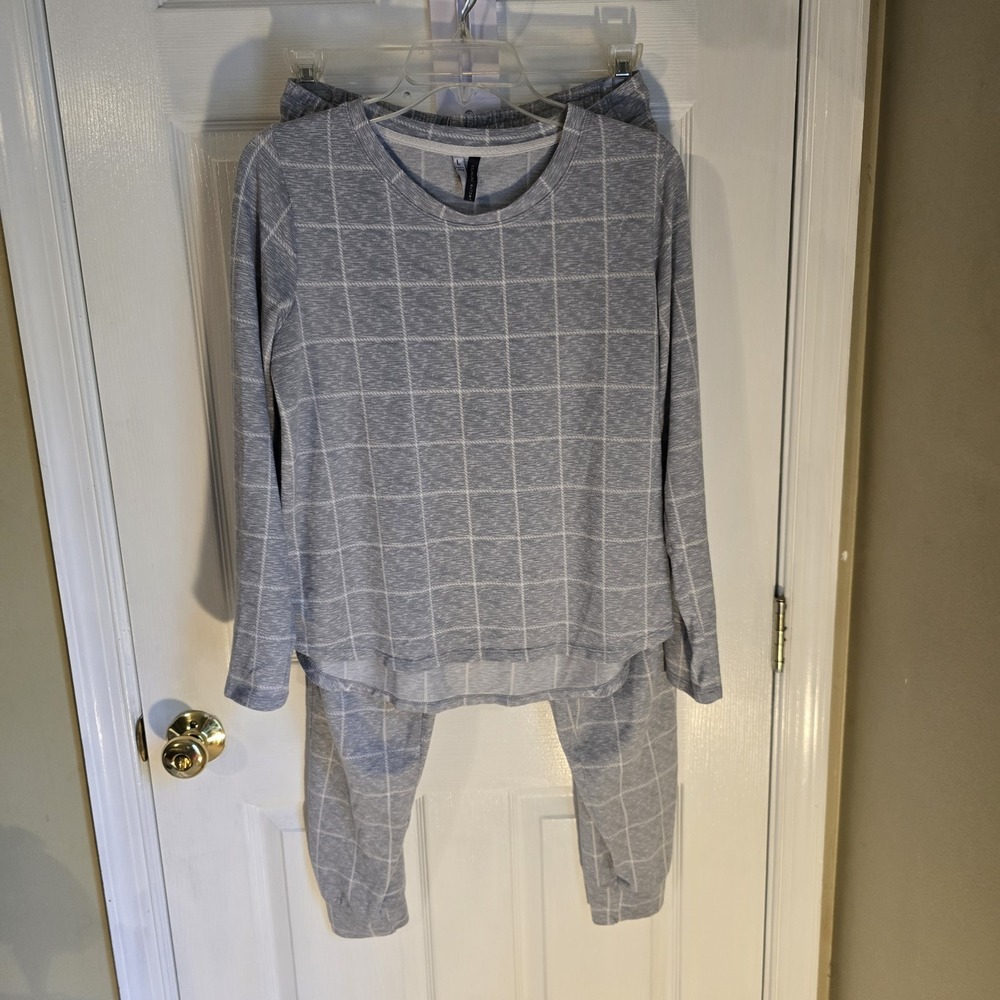 Jaclyn Intimates Windowpane Plaid Pajama Set Womens Size Large